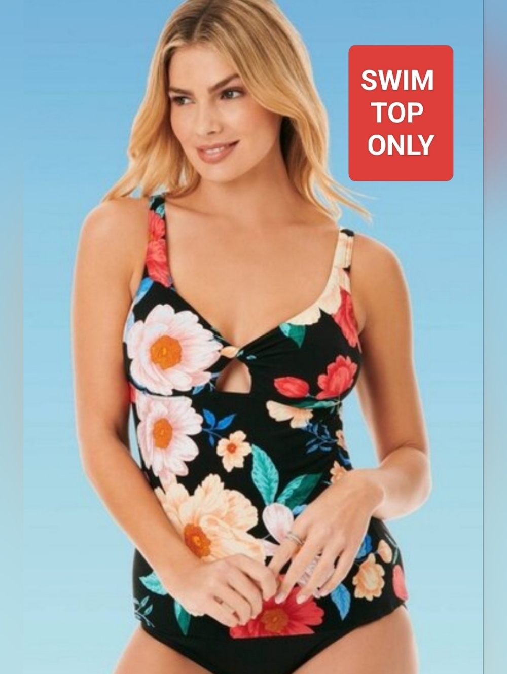 Dreamsuit Miracle Brands Slimming Control Keyhole Front Floral TANKINI TOP Sz 12